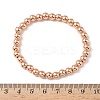 Brass Round Beaded Stretch Bracelets for Men Women BJEW-B148-05D-RG-5