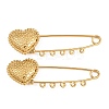 Hammered Heart 304 Stainless Steel Safety Pins Brooch Findings SA-CBA098D-15D-G05-1
