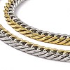 Two Tone PVD Vacuum Plating 201 Stainless Steel Cuban Link Chain Necklace with 304 Stainless Steel Clasps for Men Women NJEW-M194-01B-GP-2