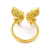 Butterfly Brass Micro Pave Cubic Zirconia Open Cuff Ring for Women RJEW-U003-29A-G-3