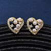 Brass Micro Pave Clear Cubic Zirconia Heart Stud Earrings EJEW-K267-39G-2