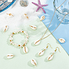 30Pcs 3 Styles Natural Cowrie Shell Copper Wire Wrapped Pendants FIND-BBC0001-76-4