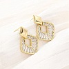 Rhombus Brass Micro Pave Clear Cubic Zirconia Dangle Stud Earrings EJEW-F373-02G-3