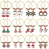 BENECREAT 24Pcs 12 Styles Christmas Tree & Snowflake & Sock & Santa Claus Alloy Enamel Dangle Wine Glass Charms with Glass Pearl AJEW-BC0003-12-1