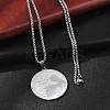 201 Stainless Steel Flat Round with Boy Pendant Box Chain Necklaces for Women Men NJEW-R013-05P-3