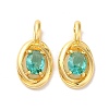 Brass Micro Pave Dark Cyan Cubic Zirconia Pendants KK-H461-02G-1
