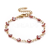 Enamel Rhombus with Evil Eye Link Chains Bracelet BJEW-P271-03G-01-1