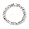 Brass Round Beaded Stretch Bracelets for Men Women BJEW-B148-05E-P-4