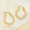 Brass Two Tone Hoop Earrings EJEW-B117-06C-M-3