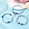 Adjustable Natural & Dyed Malaysia Jade and Synthetic Howlite Stretch Bracelets BJEW-JB13029-2