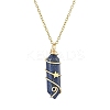 Natural Mixed Gemstone Faceted Bullet Shape Copper Wire Star Wrapped Pendant Necklaces NJEW-JN05024-01-4