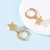 Star Brass Micro Pave Clear Cubic Zirconia Hoop Earrings EJEW-F384-04G-3