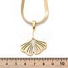 Ginkgo Leaf 201 Stainless Steel Herringbone Chains Pendant Necklaces NJEW-K253-36G-5