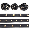 3 Styles Brass Round & Square & Imitation Pearl Stud Black PU Leather Trimmings DIY-AR0003-78-1