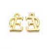 Golden Plated Alloy Letter Pendants PALLOY-J718-01G-E-1