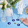 4Pcs Flat Round with Evil Eye Lampwork & Glass Pendant Decorations HJEW-WH00082-3