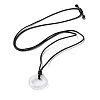 Natural Rose Quartz Ring Pendant Necklace with Waxed Cords NJEW-R262-01A-08-2
