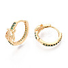 Brass Cubic Zirconia Hoop Earrings EJEW-Q014-05G-2