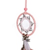 Handmade Round Leather Woven Net/Web with Feather Wall Hanging Decoration LS-HJEW-G015-03-3