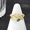 Brass Micro Pave Cubic Zirconia Cuff Rings for Women RJEW-S400-05G-2
