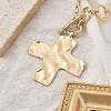 Alloy Textured Cross Pendant Ring Link Chain Necklaces for Women LS-NJEW-B120-03-4