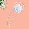 1Pc Retro Cloth Rose Flower Waxed Cord Wrap Choker Necklaces for Women NJEW-CP0001-05B-6