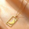 201 Stainless Steel Hollow Rectangle Pendant Necklaces FS-WGDFCCD-02-1