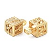 Alphabet Brass Micro Pave Clear Cubic Zirconia Pendants ZIRC-O045-01G-Y-3