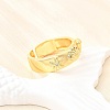 Ocean Theme Brass Micro Pave Cubic Zirconia Cuff Rings for Women RJEW-F184-17I-G-4
