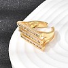 Brass Micro Pave Cubic Zirconia Cuff Rings for Women RJEW-K312-01B-G-1