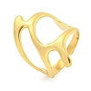 304 Stainless Steel Hollow Irregular Open Cuff Ring for Women RJEW-S406-01G-05-1