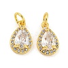 Brass Micro Pave Clear Cubic Zirconia Charms KK-G490-20G-1
