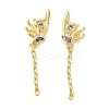 Purple Cubic Zirconia Butterfly Dangle Stud Earring EJEW-H092-09G-1