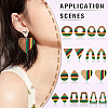 18Pcs 9 Styles Jamaican Colour Epoxy Resin & Walnut Wood Pendants RESI-TA0003-87-9