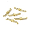 Rack Plating Brass Micro Pave Clear Cubic Zirconia Connector Charms KK-C007-37G-X-1