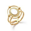 Oval 304 Stainless Steel White Shell Finger Rings for Women RJEW-G346-09G-02-4