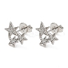 Star Brass Micro Pave Clear Cubic Zirconia Stud Earrings EJEW-F383-06P-2