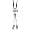 Alloy with Synthetic Turquoise Pendant Waxed Cord Bolo Tie Lariat Necklaces FS-WGCCEF8-07-1
