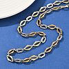 201 Stainless Steel Oval & Rhombus Link Chain Necklaces for Women NJEW-B143-01GP-2