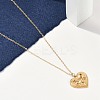 Ion Plating(IP) 304 Stainless Steel Textured Heart Pendant Cable Chain Necklaces for Women NJEW-P320-09G-3