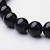 Natural Dyed & Heated Black Agate Round Beaded Stretch Bracelets BJEW-F203-09-2