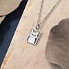 304 Stainless Steel Laser Cut Rectangle with Cat Shape Pendant Necklaces FS-WGDBF09-02-2