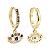Evil Eye Cubic Zirconia Dangle Huggie Hoop Earrings EJEW-E167-13G-2