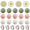 144Pcs 6 Styles Daisy & Round & Rondelle Food Grade Eco-Friendly Silicone Beads SIL-PA0001-15-7