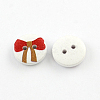 2-Hole Bowknot Pattern Printed Wooden Buttons BUTT-R033-014-2