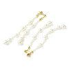 Round Shell Pearl Beaded Tassel Stud Earrings for Women EJEW-TA00563-4