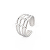 304 Stainless Steel 4 Line Open Cuff Ring for Women RJEW-S405-158P-3