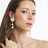 1 Pair Flower with Butterfly Alloy Dangle Stud Earrings EJEW-FI0002-03-6