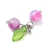 Natural Dyed Persian Jade with Acrylic Leaf Cherry Charms with 304 Stainless Steel Open Jump Rings PALLOY-JF04025-4