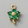 Light Gold Plated Brass Pave Glass Connector Charms KK-CJC0001-38KCG-01-1